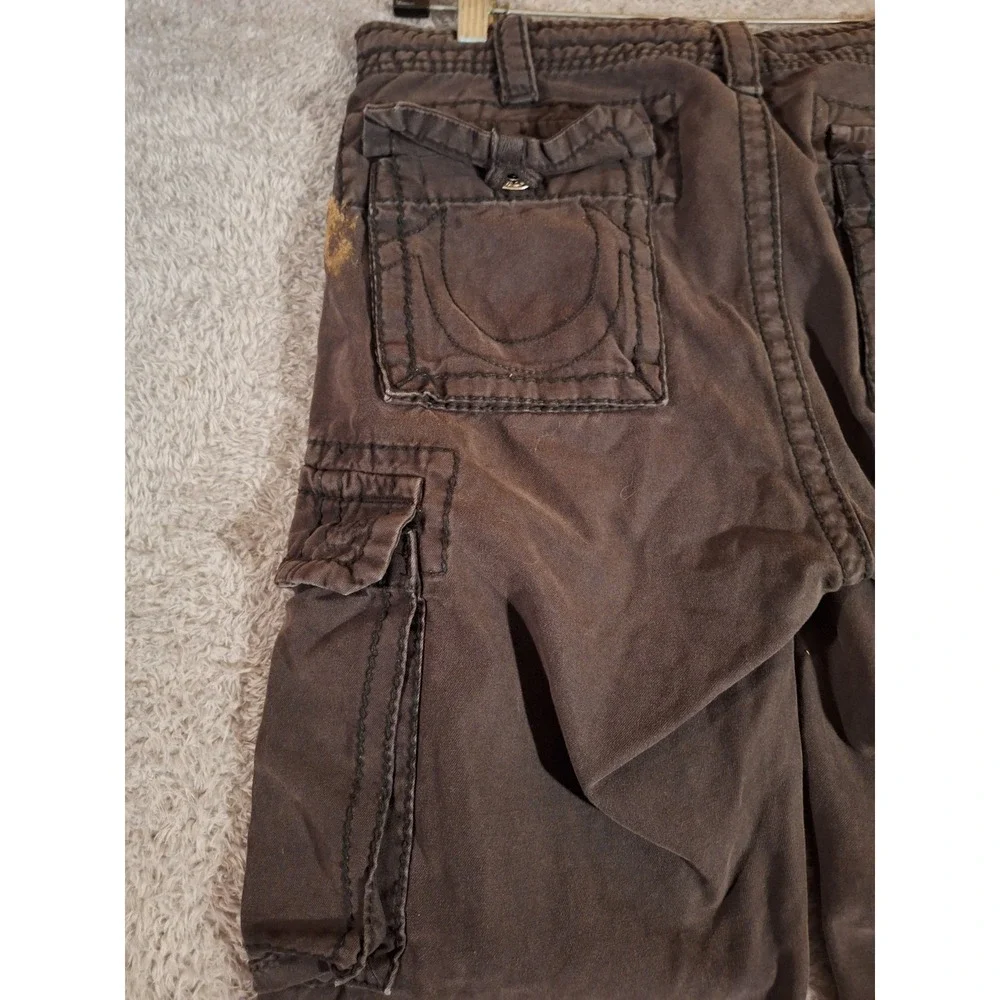 True Religion Anthony Mens Cargo Pants Size 30 Charcoal Grey Straight Drawstring